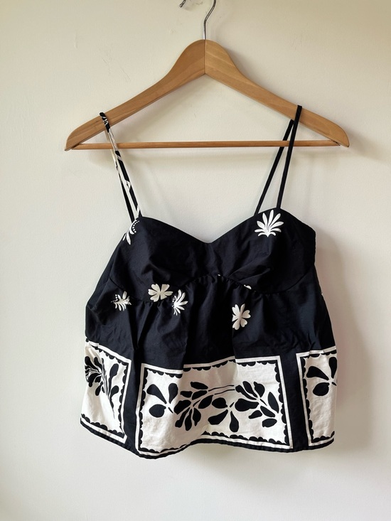 Zara Tops - Zara Y2K Black & White Floral Festival Summer Spaghetti Strap
